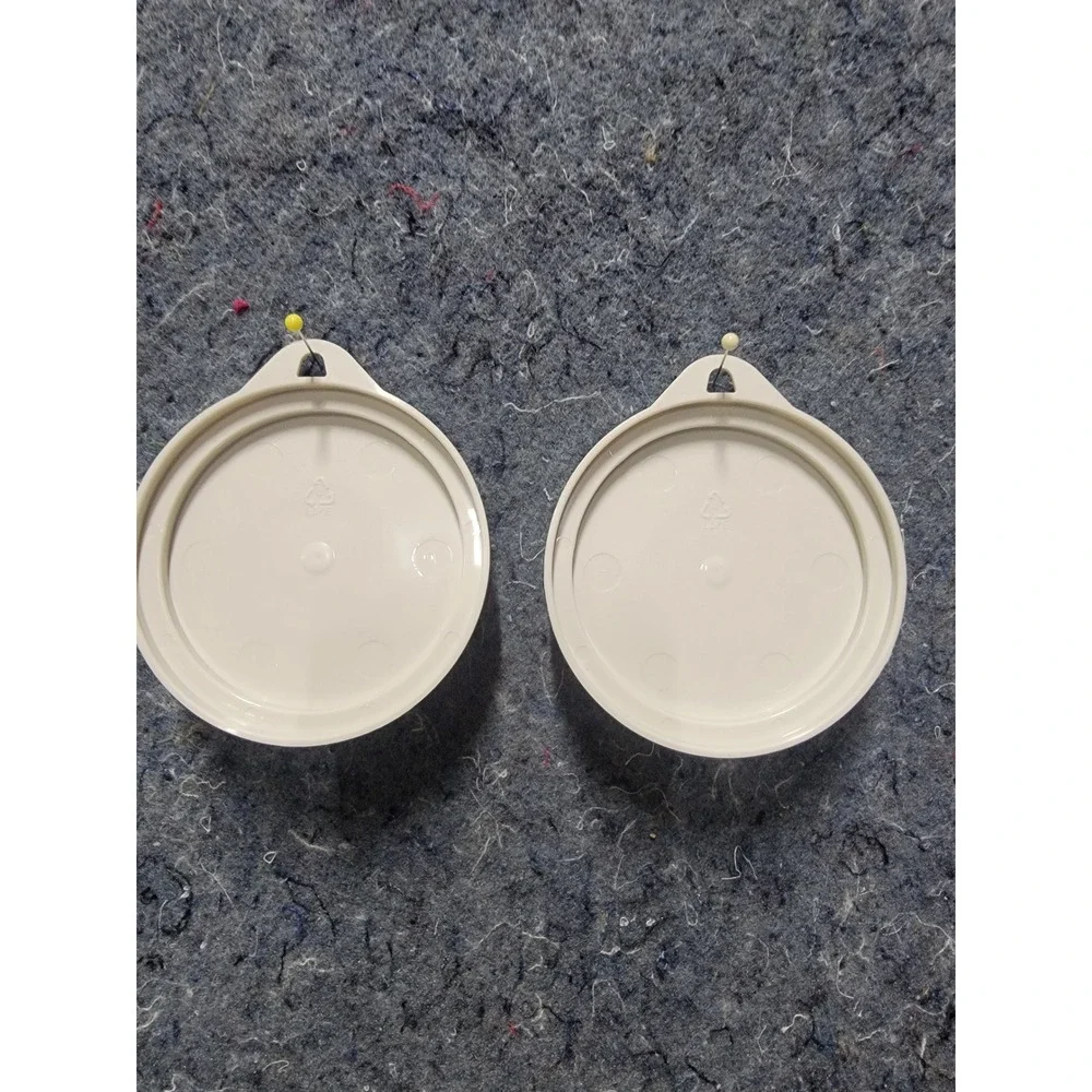 Pet Food Can Cover Set of‎ 2 Cream Lids